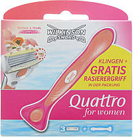 Катріджі для гоління жіночі Wilkinson Sword Quattro 3шт. + ручка For Women