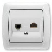 Розетка комп'ютер-телефон (RJ45 Cat5e-RJ11) біла VIKO Carmen