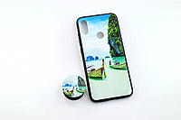 Чехол для телефона Xiaomi Redmi 7 Silicone Glass Print (M17) + popsocket