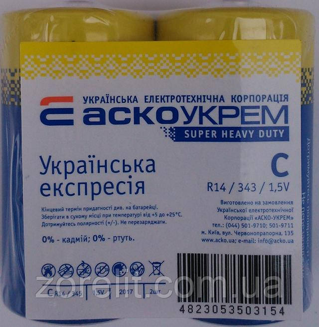 Батарейка Аско R14 (2 бат. в блістері) ціна за один блістер