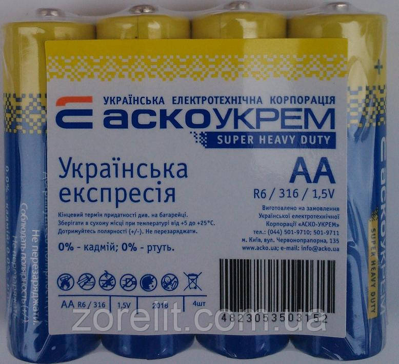 Батарейка АА Аско R6 (4 бат. в блістері) ціна за один блістер