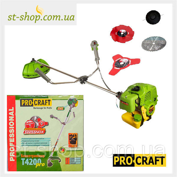Бензокоса ProCraft T-4200 Pro (3 НІЖА, 1 КАТУШКА)