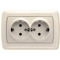 Розетка подвійна із заземленням кремова VIKO Carmen