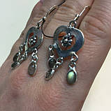 Лабрадор сережки з каменем лабрадор в сріблі. Сережки-підвіски з лабрадором Індія!, фото 3