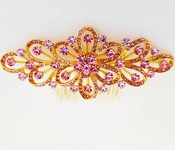 Оптом гребені весільні. Весільний гребінь для волосся, фото від Біжутерія оптом RRR. 171 Рожевий