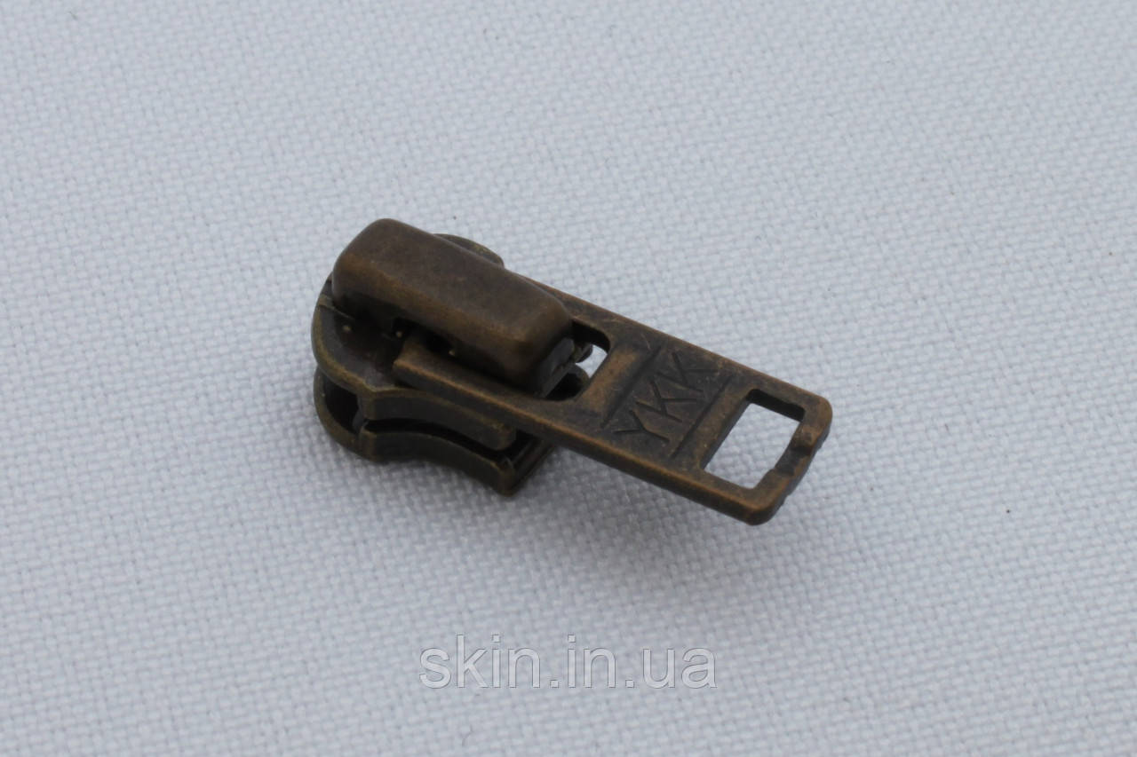 Бігунок(собачка) для металевої блискавки УКК № 3, колір - антик, артикул СК 5325