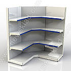 Стенд кутовий 2350х90, стелаж внутрішній приставний Рістел, торговий стелаж в магазин, торгова вітрина кутова металева, фото 9