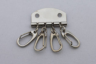 Ключниця на 4 карабіна, ширина 33 мм, колір - нікель, артикул СК 5399