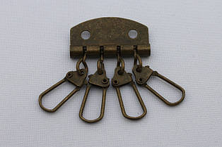 Ключниця на 4 карабіна, ширина 34 мм, колір - антик, артикул СК 5044