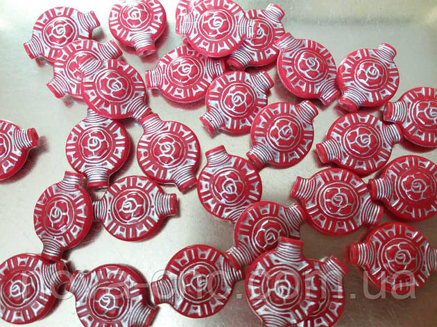 Бусини "графин із трояндою" червоний із золотом 500 грамів, фото 1