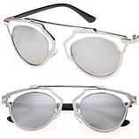 Сонцезахисні окуляри, оправа хром, дзеркальні лінзи, прозорі елементи оправи, фото 2