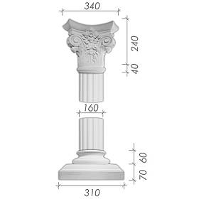 Колона з гіпсу, гіпсова колона ка-8 Ø160 мм (1/2)