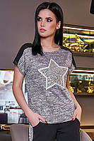 Красива модна жіноча футболка 42-52 розміру сіра