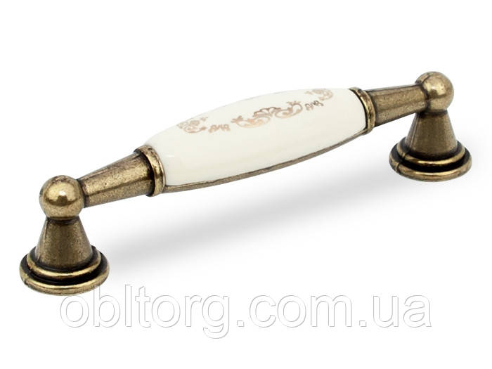 Ручка меблева скоба GIFF UP213/96 антична бронза / фарфор, фото 1
