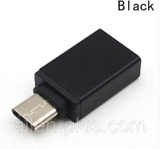 Перехідник OTG type C 3.1 male to USB 3.0 female, метал, чорний