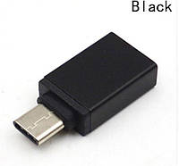 Переходник OTG type C 3.1 male to USB 3.0 female, металл, черный