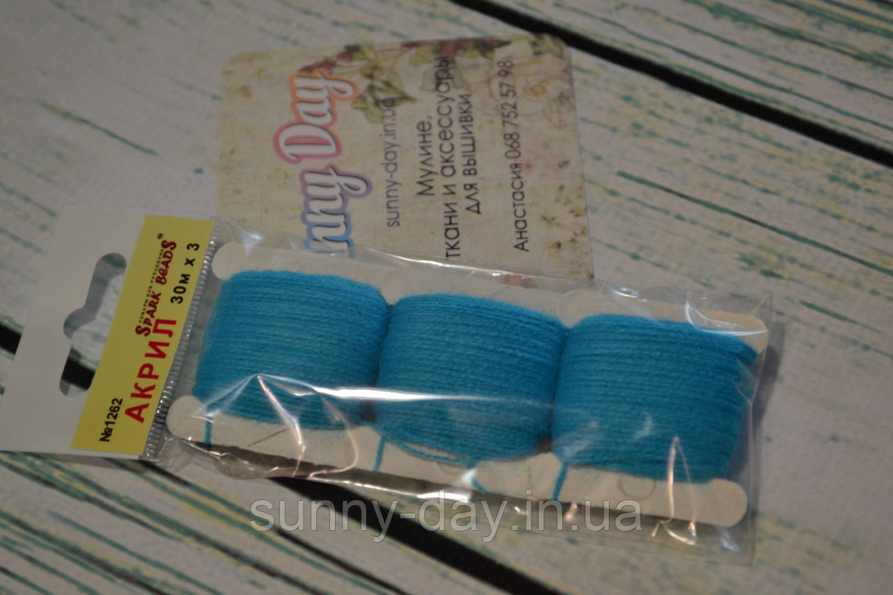 Акрил для вишивання, колір — синьо-зелений, фото 1