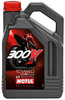 Масло моторное для мотоциклов синтетическое MOTUL 300V 4T FACTORY LINE SAE ROAD RACING 10W40 (4L) 104121