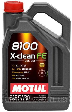 Масло моторне синтетичне MOTUL 8100 X-CLEAN FE SAE 5W30 (4L) 104776