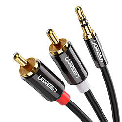Кабель аудіо Ugreen 3.5 mm to 2RCA стерео розгалужувач 1М (AV116)