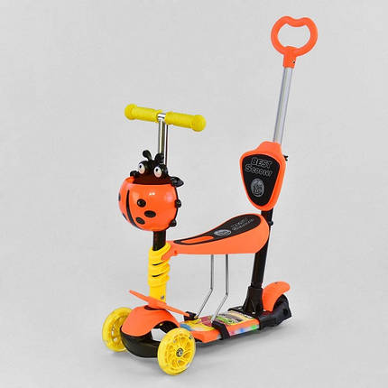 Самокат триколісний Best Scooter 5в1 L-16670 Помаранчевий. Підсвічування платформи і коліс., фото 2