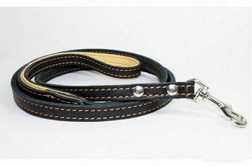 Повідок для собак  подвійний з прошивкою, чорний, д.122см, ш. 20мм,