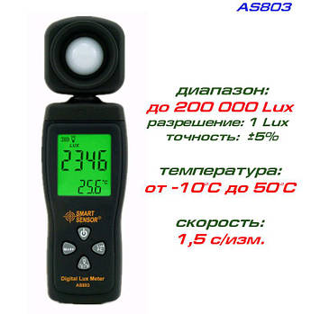 AS803 люксметр (вимірювач рівня освітленості)