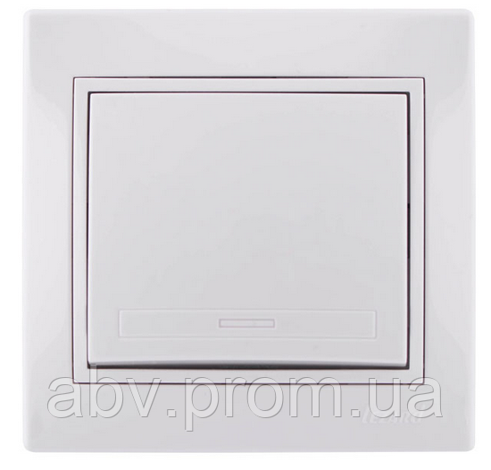 Вимикач 1-клав. Lezard MIRA білий із білою вставкою, фото 1