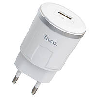 Мережевий зарядний пристрій USB СЗУ Hoco C37A Thunder Power Charger 1USB/2,4 A White