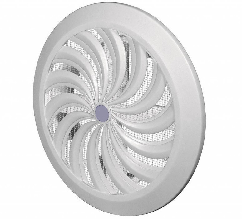 Решітка кругла СФ 100 біла з жалюзі, фото 1