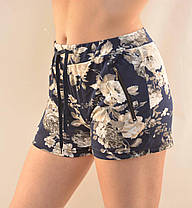 Шорти жіночі трикотажні короткі з квітковим візерунком і кишенями на блискавці від M до 3XL — Хризантема, фото 3