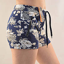 Шорти жіночі трикотажні короткі з квітковим візерунком і кишенями на блискавці від M до 3XL — Хризантема, фото 5