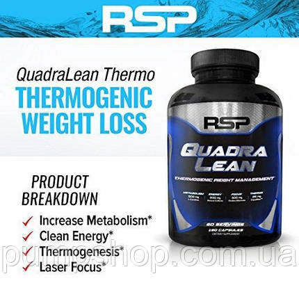 Жироспалювач RSP Nutrition Quadralean Thermogenic 90 капс., фото 2