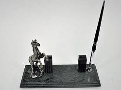 Мармуровий настільний набір (Фігура коня, підставка для візиток та ручка) Penstand 8158