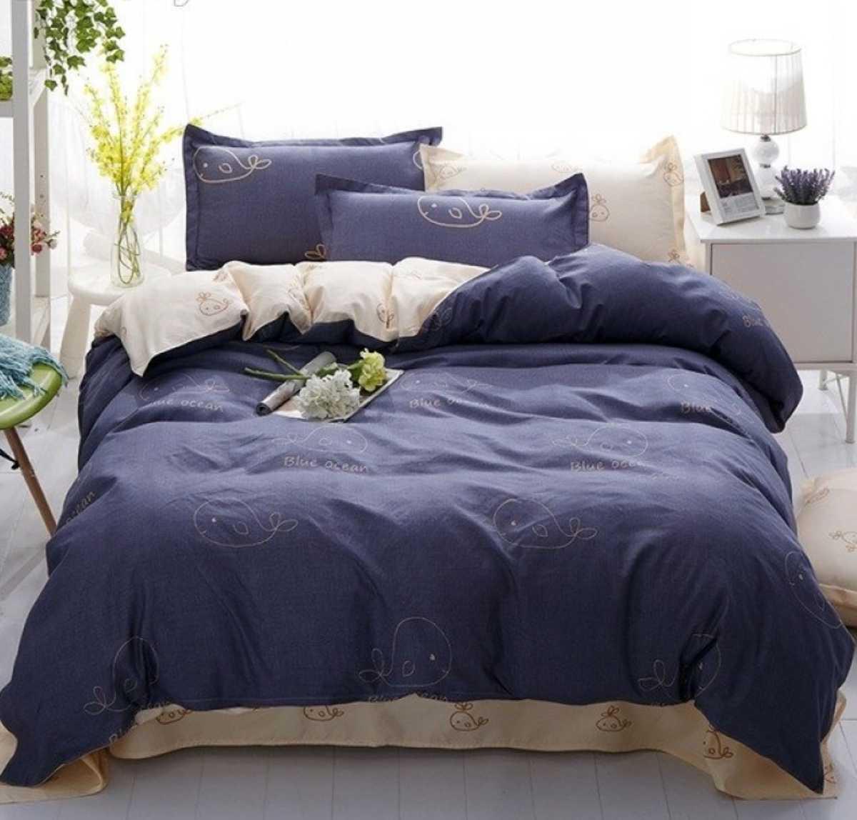 Двоспальна постільна білизна ТЕП Washed Cotton "Blue whale", фото 1