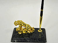 Мраморный настольный набор (Фигура золотого тигра и ручка) Penstand 6129