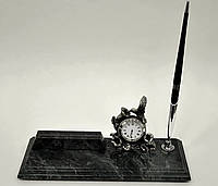 Мармуровий настільний набір (Годинник, підставка для візитної картки та ручка) Penstand 8135