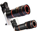 Універсальний об'єктив 12х для телефона смартфона, телескопа, монокуляра, монокль, бінокль, фото 2