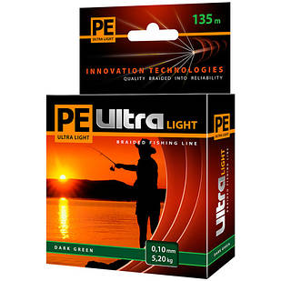 Шнур PE Ultra Light 135м Dark Green 0,10 мм 5.2 кг