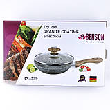 Сковорода з кришкою Benson діаметром 26 см гранітне антипригарне покриття, фото 8
