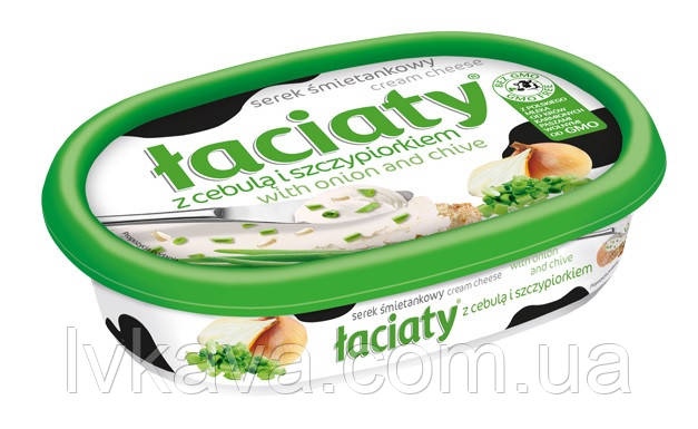 Сир вершковий Laciaty з цибулею і зеленню, 135 г, фото 2