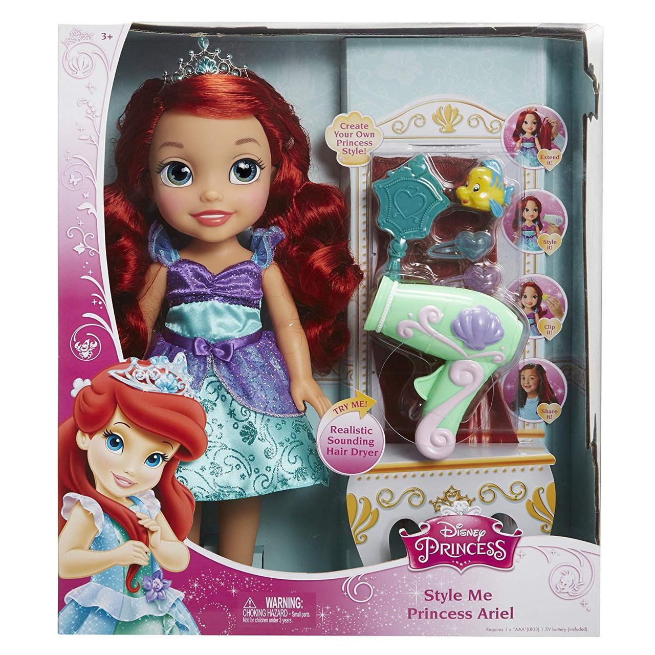 Лялька Аріель з набором для зачісок з феном 35см Disney Princess Style Me Princess Ariel