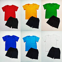 Дитячий комплект для фізкультури футболка та чорні шорти 2,3,4,5,6,7,8 років