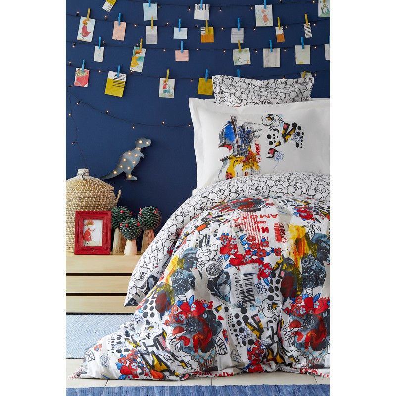 Постільна білизна Karaca Home - Beris kirmizi 2019-2 червоний ранфорс підліткова, фото 1