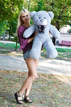 М'яка іграшка Ведмедик Нестор 100 см Подарунок для дівчини М'який ведмедик Красивий плюшевий ведмідь Сірий