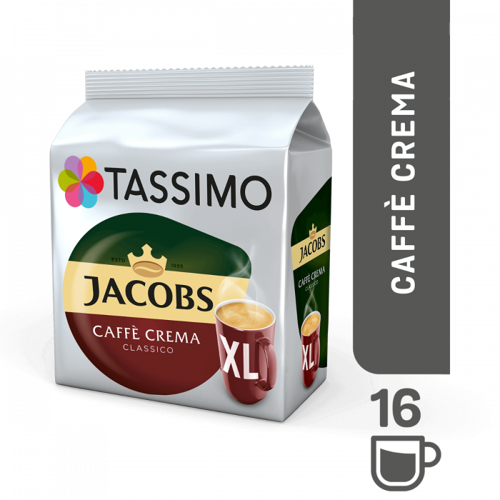 Кава в капсулах Tassimo Jacobs Caffe Crema Classico XL 16 порцій. Німеччина (Тассімо), 132.8г