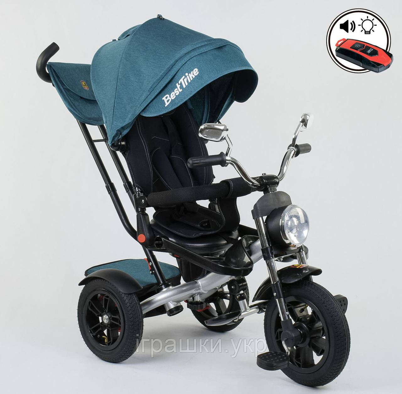 Трехколёсный детский велосипед Best Trike 4490 - 2209 с надувными колесами, ПУЛЬТ ВКЛ. СВЕТА И ЗВУКА