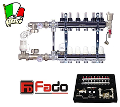 Колектор для теплої підлоги на 5 контурів FADO Італія зі змішувальним вузлом