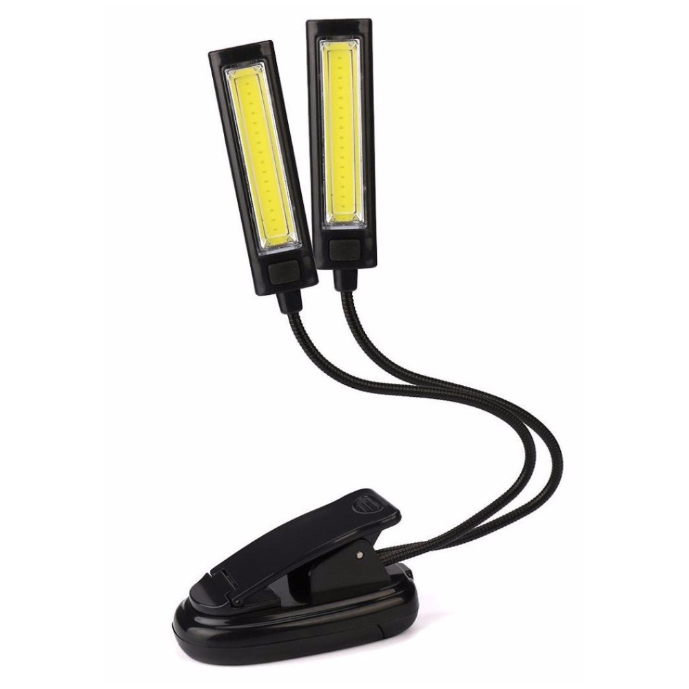 Портативний світильник із кліпсою на 2 яскравих COB діода 3×AAA + micro-USB