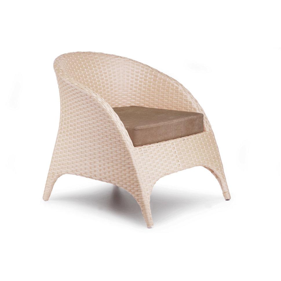 Крісло садове Монтана Лаунж без текстилю, каркас алюміній, віск. ротанг L12, A01 Кава з молоком (Pradex ТМ)